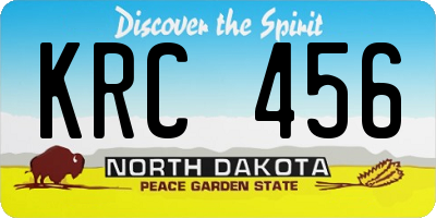 ND license plate KRC456