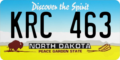 ND license plate KRC463