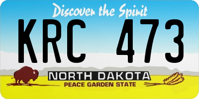 ND license plate KRC473
