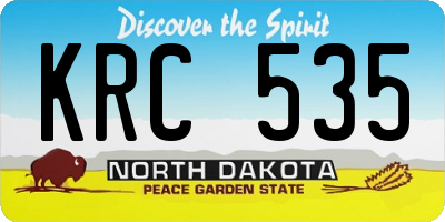 ND license plate KRC535