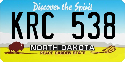 ND license plate KRC538