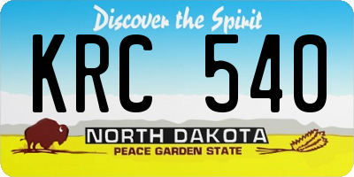 ND license plate KRC540