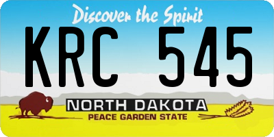 ND license plate KRC545
