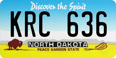 ND license plate KRC636