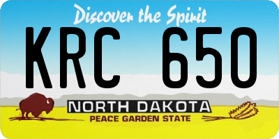 ND license plate KRC650