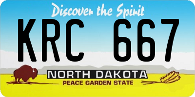 ND license plate KRC667