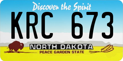 ND license plate KRC673