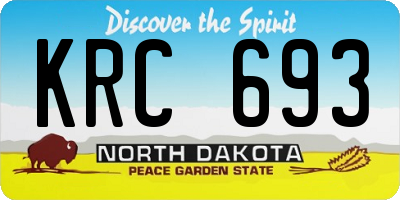ND license plate KRC693