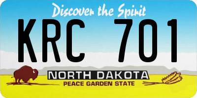 ND license plate KRC701