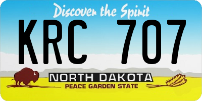 ND license plate KRC707