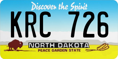 ND license plate KRC726