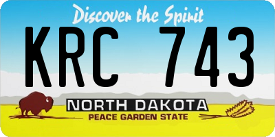 ND license plate KRC743