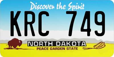 ND license plate KRC749