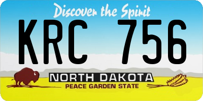ND license plate KRC756