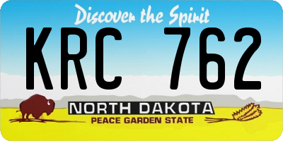 ND license plate KRC762