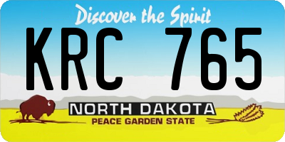 ND license plate KRC765