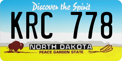 ND license plate KRC778