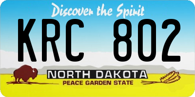 ND license plate KRC802