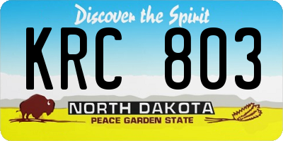 ND license plate KRC803
