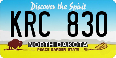 ND license plate KRC830