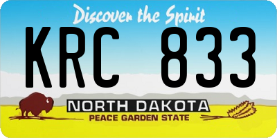 ND license plate KRC833