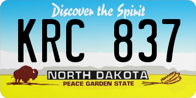 ND license plate KRC837