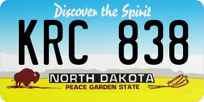 ND license plate KRC838