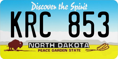 ND license plate KRC853