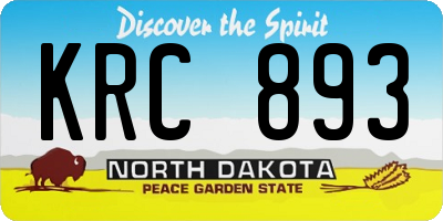 ND license plate KRC893