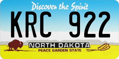 ND license plate KRC922
