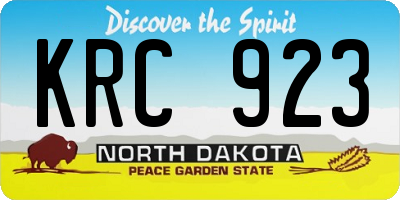 ND license plate KRC923