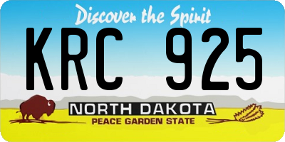 ND license plate KRC925