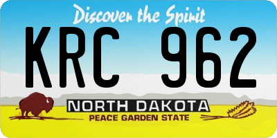 ND license plate KRC962