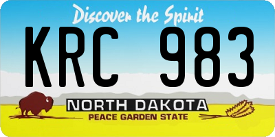ND license plate KRC983