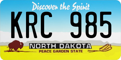 ND license plate KRC985