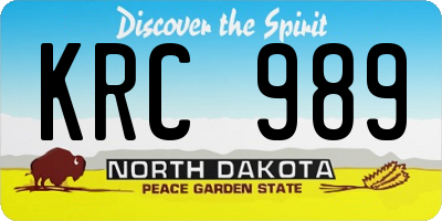 ND license plate KRC989