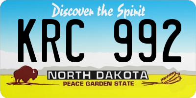 ND license plate KRC992