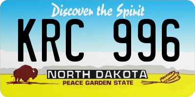 ND license plate KRC996