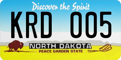 ND license plate KRD005