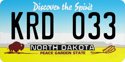 ND license plate KRD033