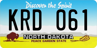 ND license plate KRD061