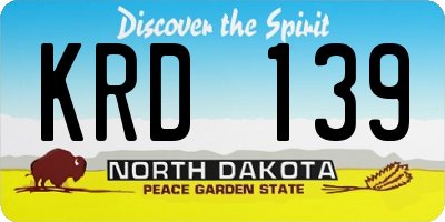 ND license plate KRD139