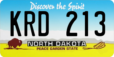 ND license plate KRD213