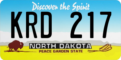 ND license plate KRD217