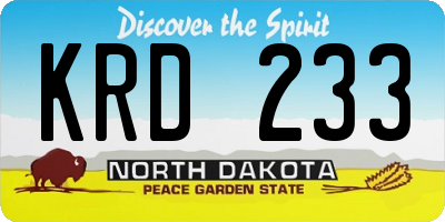 ND license plate KRD233