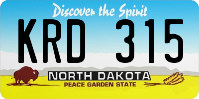 ND license plate KRD315