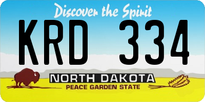 ND license plate KRD334