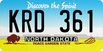 ND license plate KRD361
