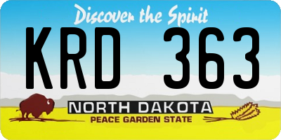 ND license plate KRD363