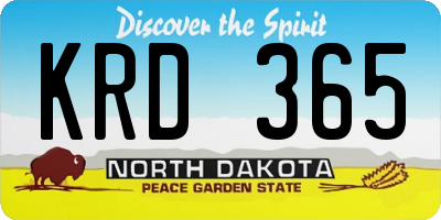 ND license plate KRD365